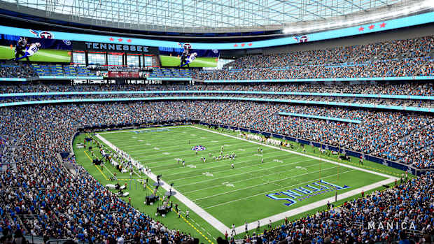 An early rendering of the proposed new Tennessee Titans stadium.